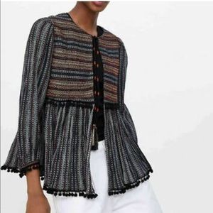 NWT Zara Beaded Embroidered Top Size Large